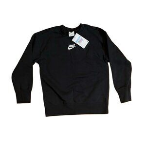 Nike Black Sweatshirt Kids Size Medium Loose Fit Swoosh Logo Crewneck New